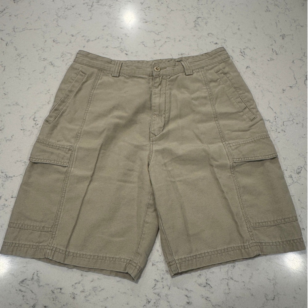 Tommy Bahama Relax Cargo Shorts Mens 33 Khaki Tan Tencel Cotton Utility Casual